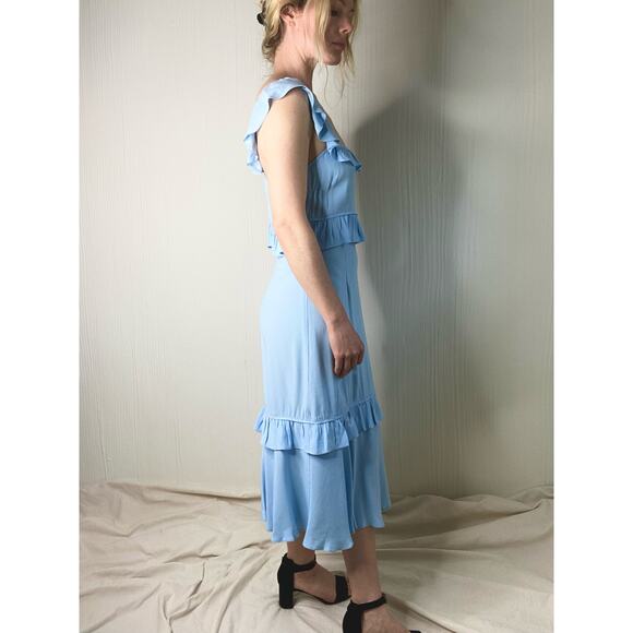 SAYLOR Maxine Sky Blue Crossback Ruffle Midi Dress US SMALL NWT - Picture 8 of 11